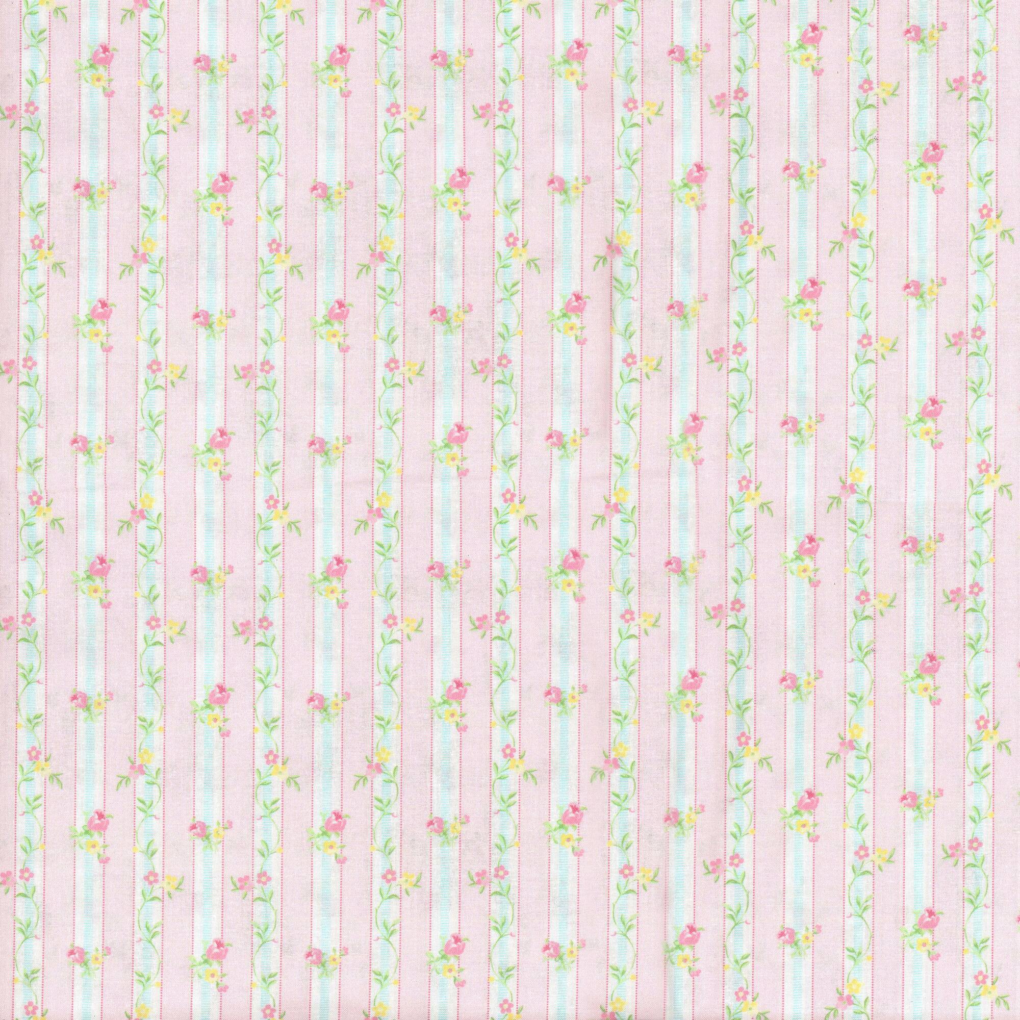 Fabric Traditions Floral Stripe Cotton Fabric